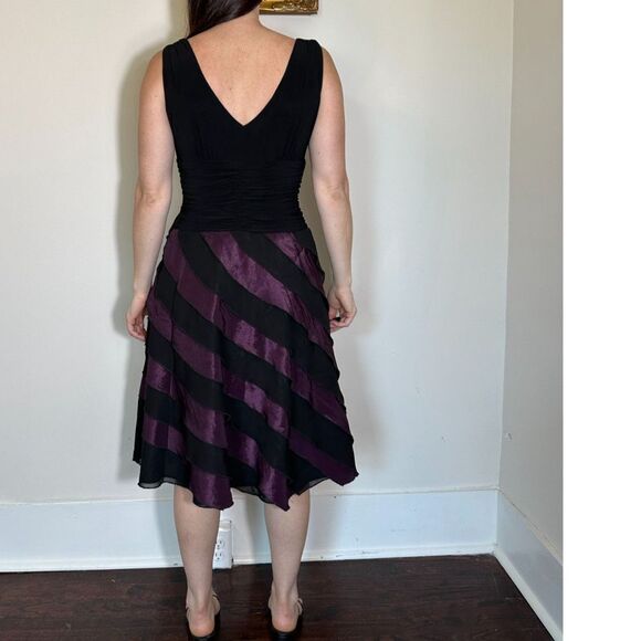 Whimsigoth Black Purple Midi Dress Size 8 - Picture 4 of 8